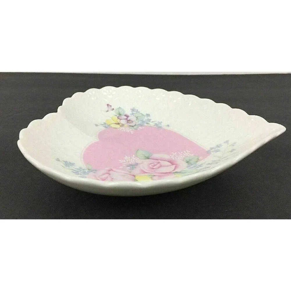 Mikasa Japan Heart Shaped Plate Raised Pink Roses Fine Bone China Valentines